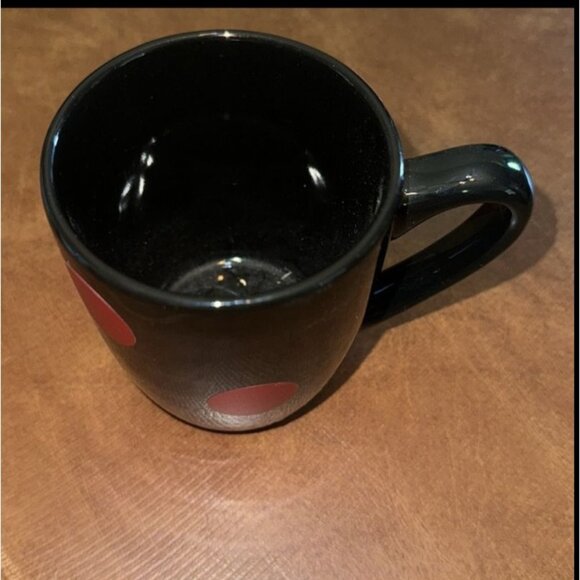 Set Of 3 Ceramic Mugs: Black With Red Dots Black Pinstripe Solid Black - Picture 5 of 11